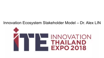 Innovation Ecosystem Stakeholder Model  Dr. Alex LIN  What is In  Innova,  a,on  on?  Attributes
