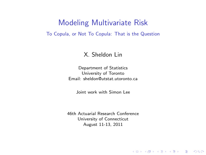 modeling multivariate risk
