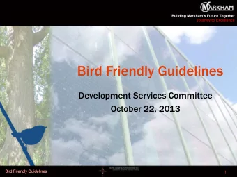 Bird Friendly Guidelines  Development Services Committee  October 22, 2013  Bird Friendly