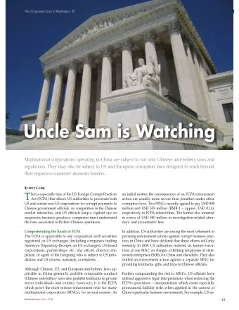 Uncle Sam is Watching  Multinational corporations operating in China are subject to not only