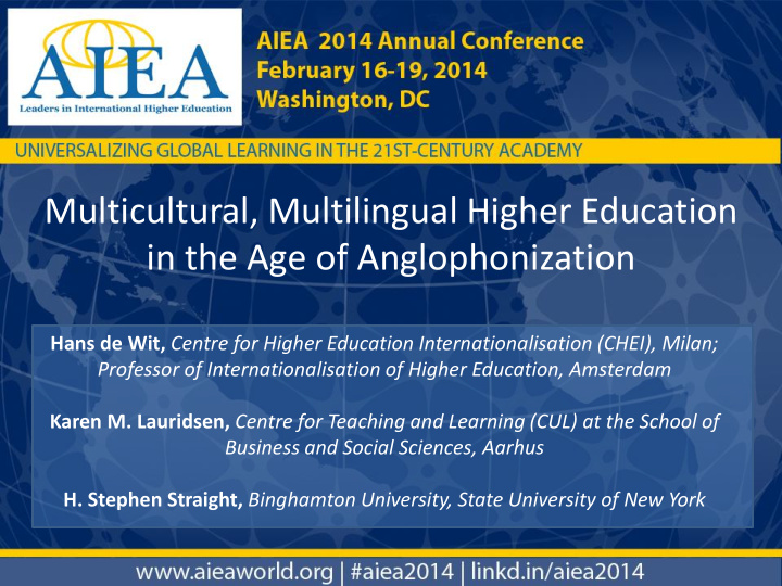 multicultural multilingual higher education