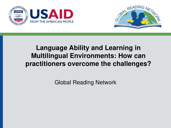 language ability and learning in multilingual