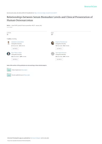 Relationships between Serum Biomarker Levels and Clinical Presentation of  Human Osteosarcomas