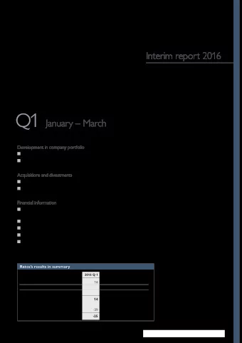 Q1  January  March  Development in company portfolio  Sales growth of +5%  Weak earnings