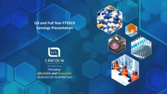Q4 and Full Year FY2019  Earnings Presentation  Providing  Affordable and Innovative  medicines for