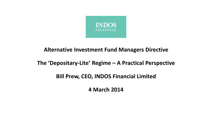 alternative investment fund managers directive the