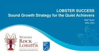 Sound Growth Strategy for the Quiet Achievers  Matt Taylor  WRL CEO  Western Rock  Lobster Council
