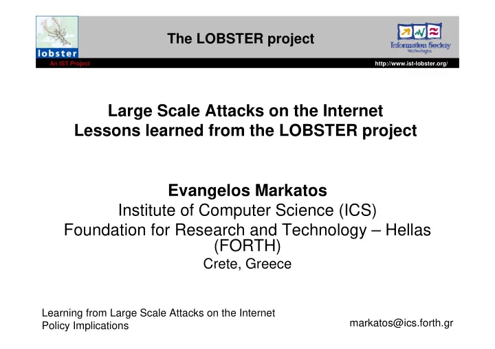 large scale attacks on the internet lessons learned from
