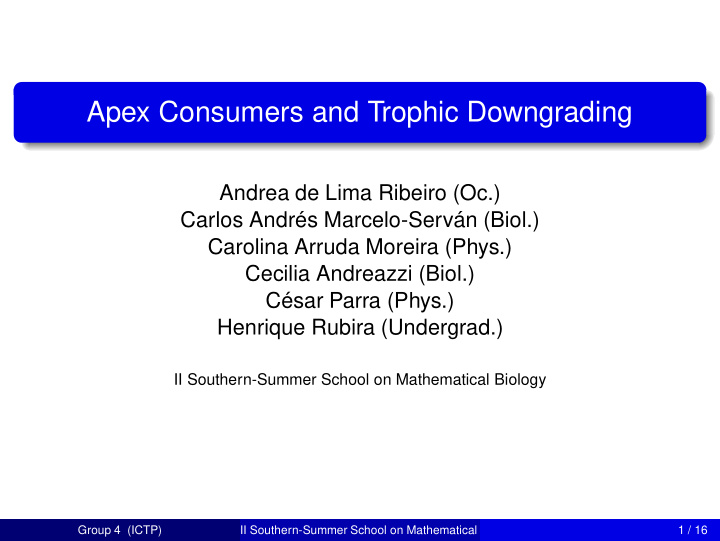 apex consumers and trophic downgrading