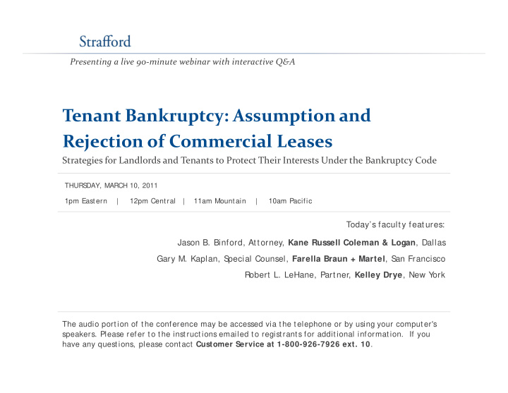 tenant bankruptcy assumption and p y p rejection of