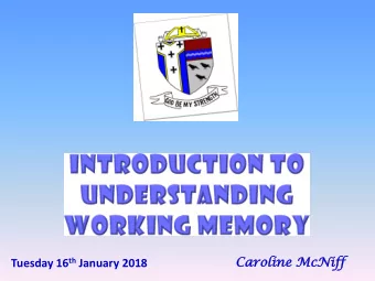 Car  aroline  oline McNiff Tuesday 16 th January 2018  There are many different components to