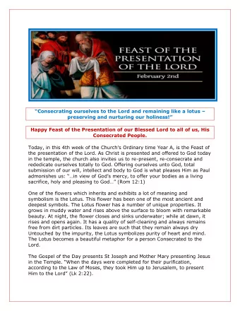 Consecrating ourselves to the Lord and remaining like a lotus  preserving and nurturing our