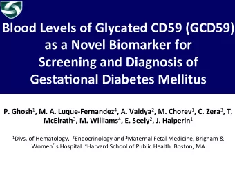 Blood  Levels  of  Glycated  CD59  (GCD59)    as  a  Novel  Biomarker