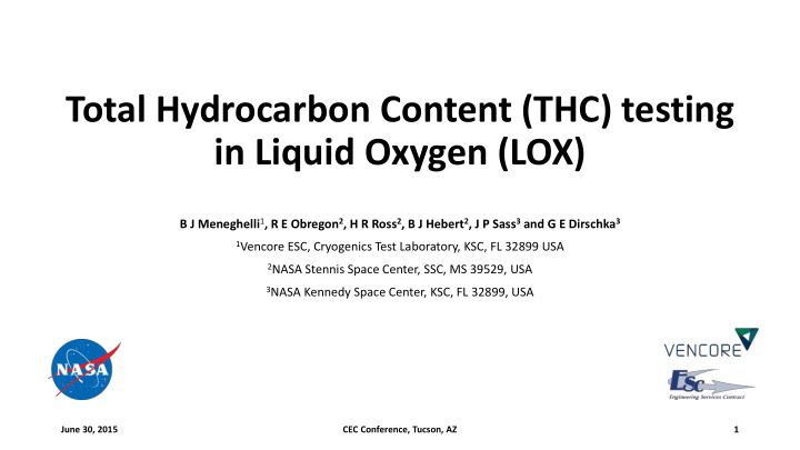 total hydrocarbon content thc testing in liquid oxygen lox