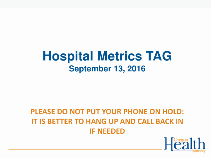 hospital metrics tag