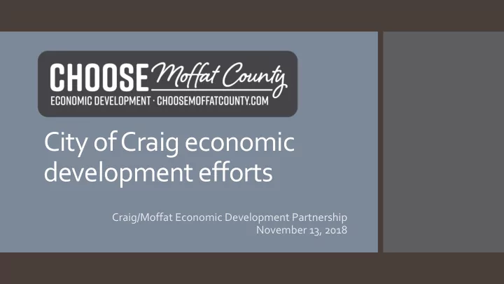 city of craig economic