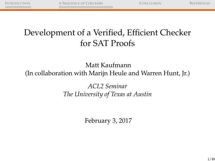 development of a verified efficient checker for sat proofs