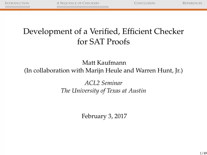 development of a verified efficient checker for sat proofs