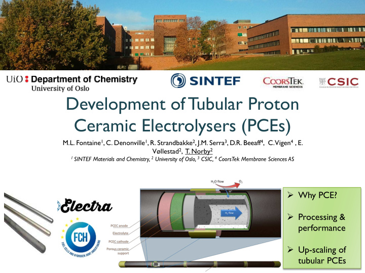 development of tubular proton ceramic electrolysers pces