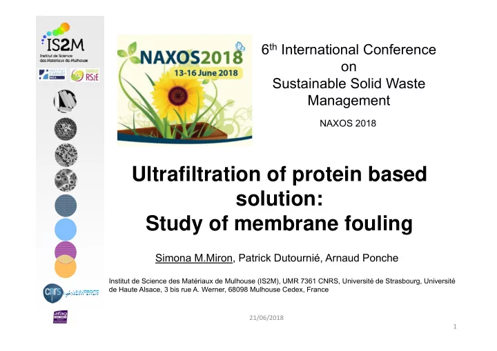 ultrafiltration of protein based solution study of