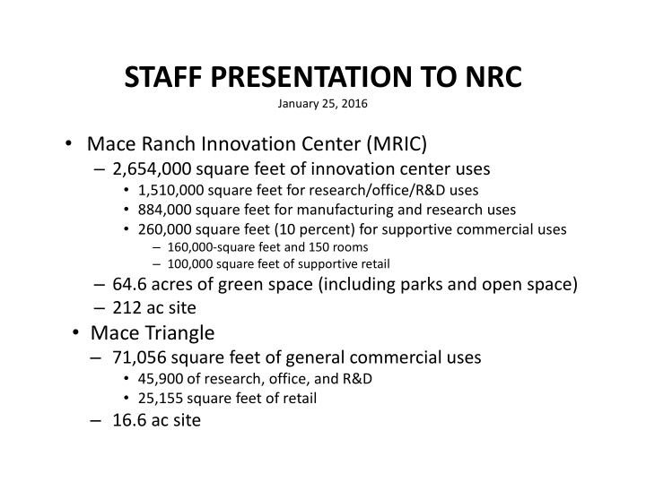 staff presentation to nrc