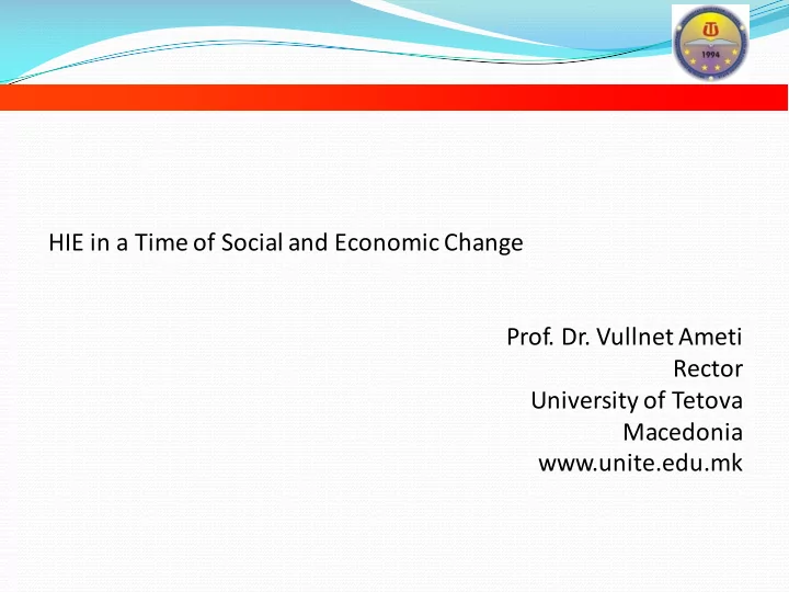 hie in a time of social and economic change prof dr