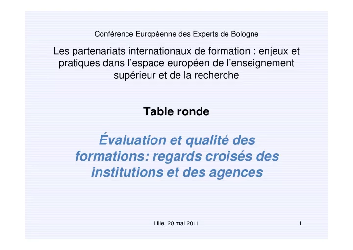 valuation et qualit des formations regards crois s des