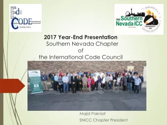 the International Code Council  Majid Pakniat  SNICC Chapter President  January  Installation