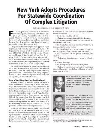 F  or lawyers practicing in the areas of complex or  mass-tort litigation, familiarity with the new