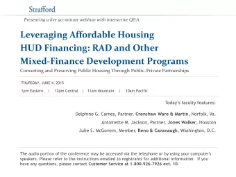 Mixed-Finance Development Programs  Converting and Preserving Public Housing Through Public-Private