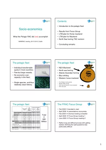 Socio-economics   Results from Focus Group   LTM plan for Horse mackerel   LTM plan for