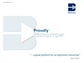 .a great platform for an optimistic tomorrow.  April 2016  Agenda  01  The transaction