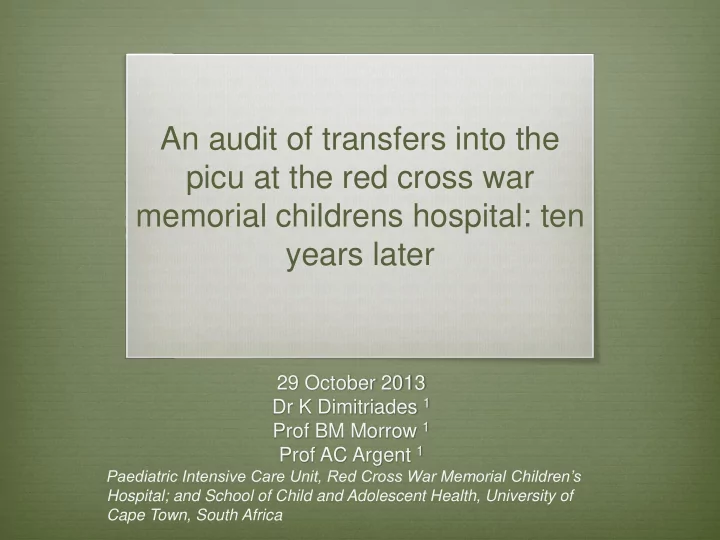 picu at the red cross war