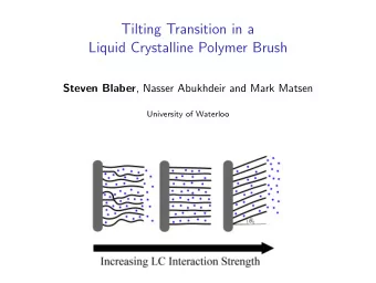 Tilting Transition in a  Liquid Crystalline Polymer Brush Steven Blaber , Nasser Abukhdeir and Mark