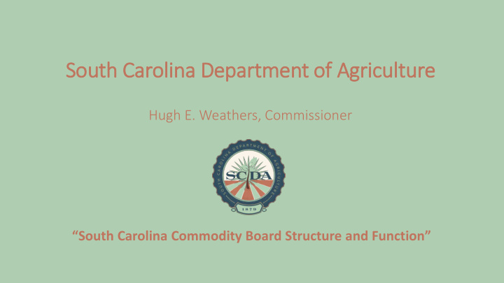 south carolina department of f agriculture