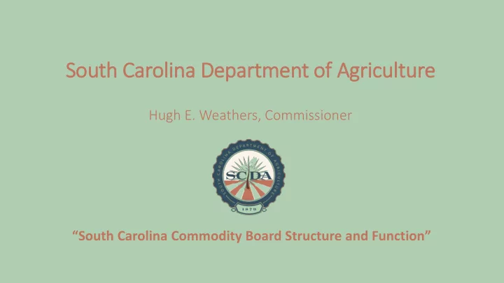 south carolina department of f agriculture