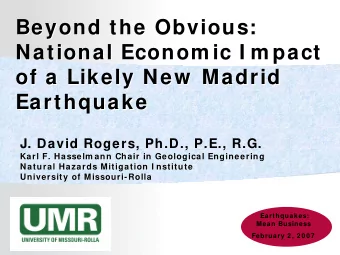 Beyond the Obvious:  Beyond the Obvious:  National Econom ic I m pact  National Econom ic I m pact