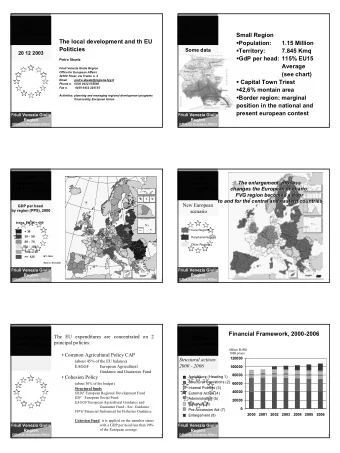 Small Region  The local development and th EU  Population:  1.15 Million  Politicies  Some data