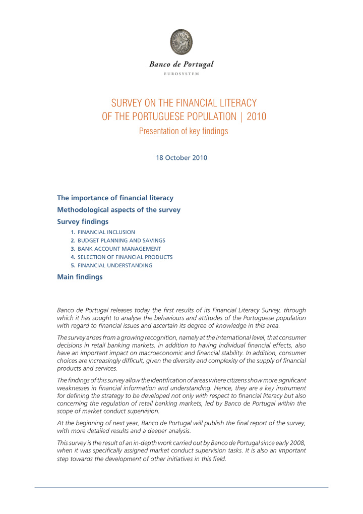 survey on the financial literacy of the portuguese