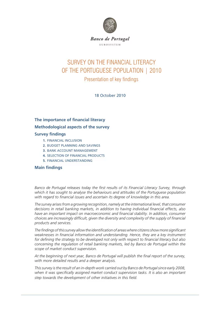 survey on the financial literacy of the portuguese