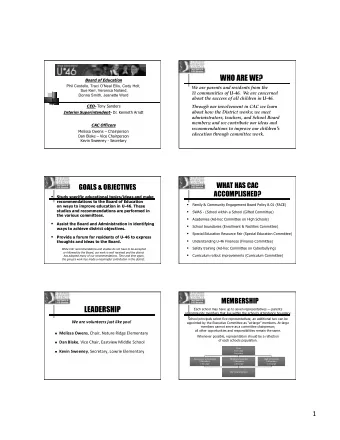 WHO ARE WE? Board of Education  Phil Costello, Traci ONeal Ellis, Cody Holt, We are parents and