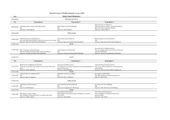 Master's thesis TEKX08 Schedule 5 June, 2018  Room: Vasa A Moderator:  Time  Welcome and intro