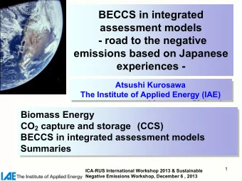 BECCS in integrated  assessment models  -  road to the negative  emissions based on Japanese