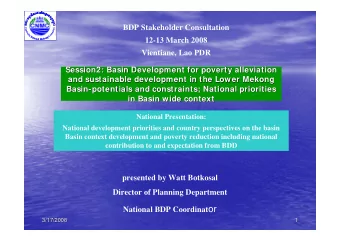 National BDP Coordinat or  3/17/2008  3/17/2008  1  1  Objectives and Content  Objectives and