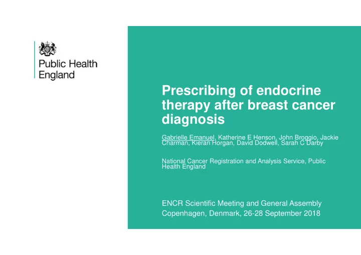 prescribing of endocrine therapy after breast cancer