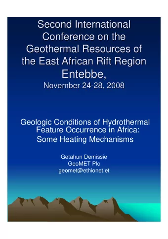Entebbe,  Entebbe,  November 24-  -28, 2008  28, 2008  November 24  Geologic Conditions of
