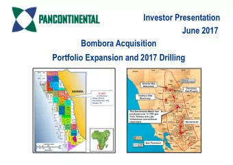 Investor Presentation  June 2017  Bombora Acquisition  Portfolio Expansion and 2017 Drilling