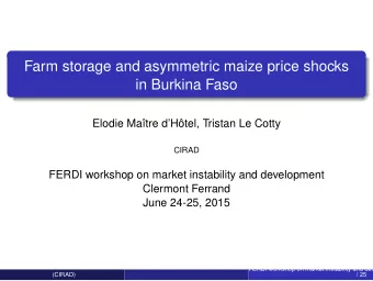 Farm storage and asymmetric maize price shocks  in Burkina Faso  Elodie Matre dHtel, Tristan
