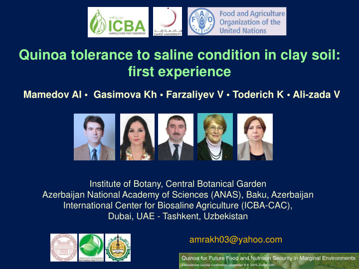 quinoa tolerance to saline condition in clay soil first
