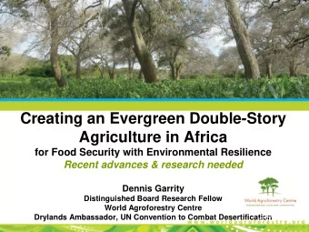 Agriculture in Africa  for Food Security with Environmental Resilience  Recent advances &amp;